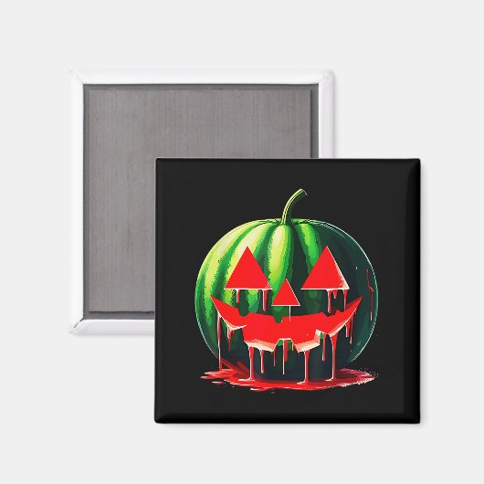 Funny Watermelon Jack O Lantern Soky Dripng Fruit  Magnet (Vorderseite/Rückseite)
