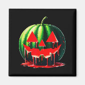 Funny Watermelon Jack O Lantern Soky Dripng Fruit  Magnet (Vorne)