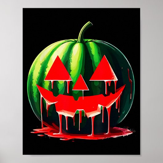 Funny Watermelon Jack O Lantern Soky Dripng Fruit  Poster (Vorne)