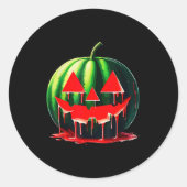 Funny Watermelon Jack O Lantern Soky Dripng Fruit Runder Aufkleber (Vorderseite)