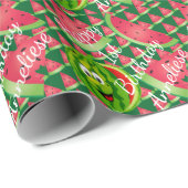 Funny Watermelon Kids Geburtstagsthema Geschenkpapier (Rolleneckpunkt)
