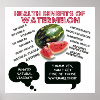 Funny Watermelon Man Viagra Joke Poster