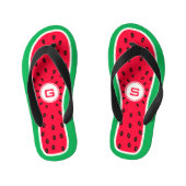 Funny Watermelon Mit Monogramm Design Kinderbadesandalen (Fußbett)