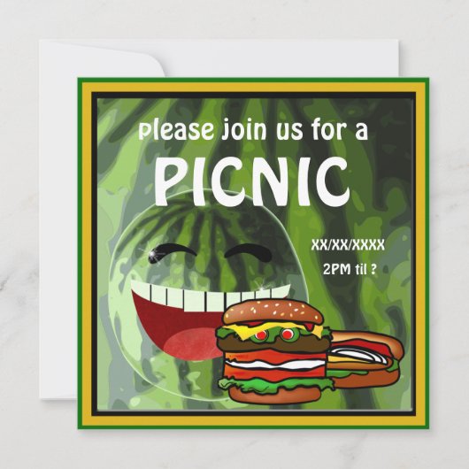 Funny Watermelon Picknic Einladung (Vorderseite)