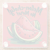 Funny Watermelon Pun "Melon-choly No more" Glasuntersetzer (Rückseite)