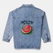 Funny Watermelon Pun "Melon-choly No more" Jeansjacke (Rückseite)