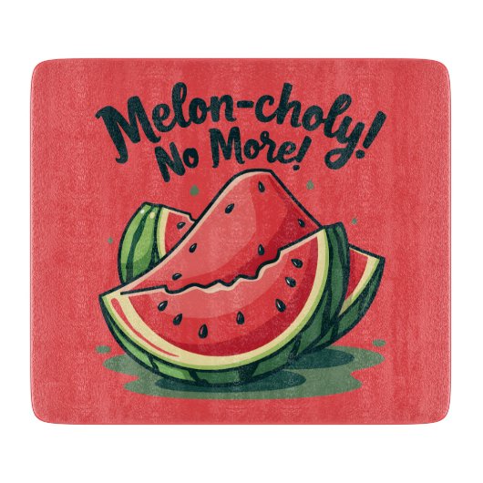 Funny Watermelon Pun "Melon-choly No more" Schneidebrett (Vorderseite)