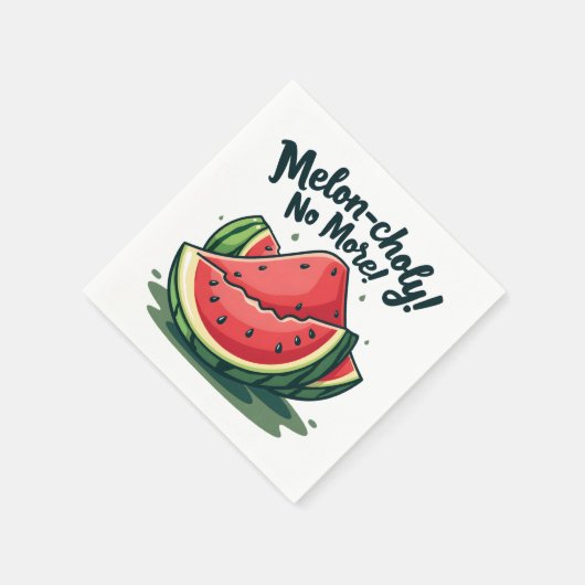 Funny Watermelon Pun "Melon-choly No more" Serviette (Ecke)