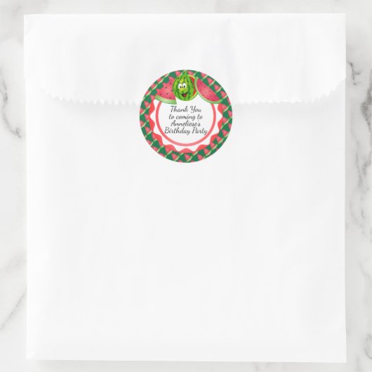Funny Watermelon Runder Aufkleber (Tasche)