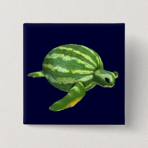 Funny Watermelon Seaturtle Button