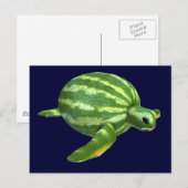 Funny Watermelon Seaturtle Postkarte (Vorne/Hinten)