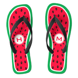 Funny Watermelon Slice mit Personalisierter Monogr Badesandalen