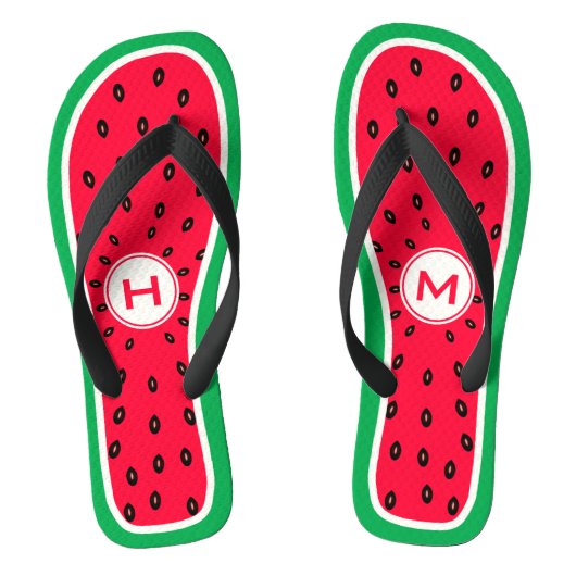 Funny Watermelon Slice mit Personalisierter Monogr Badesandalen (Fußbett)