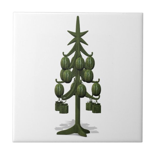 Funny Watermelons Christmas Tree Fliese (Vorderseite)