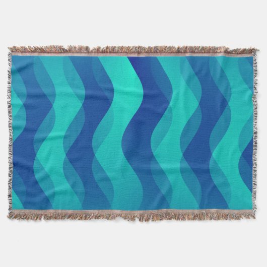 Funny Waves Blue Cyan + Ihre Idee Decke (Vorderseite)