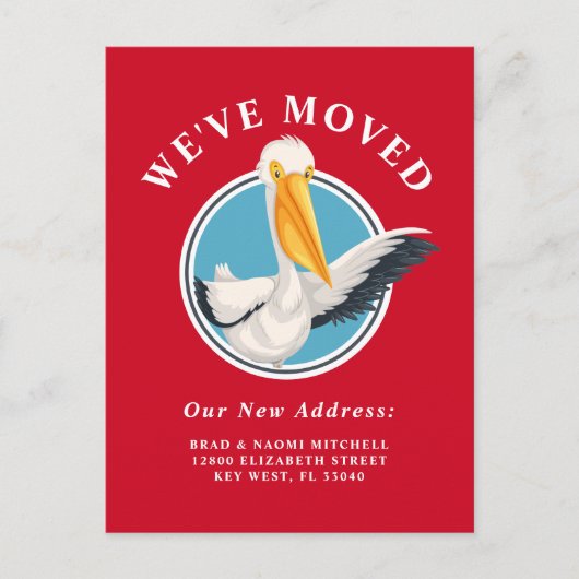 Funny Waving Pelican Moving Ankündigung Nautic Postkarte (Vorderseite)