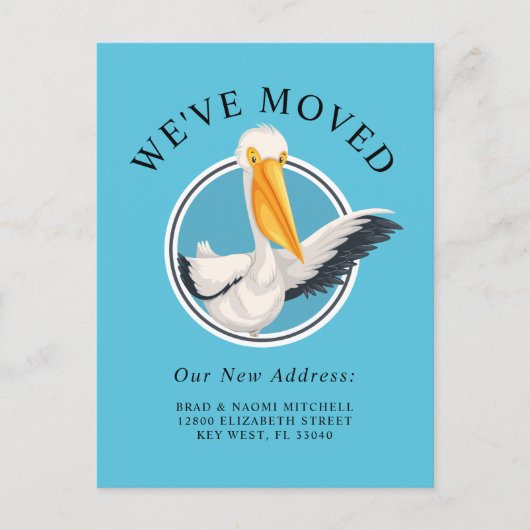 Funny Waving Pelican Moving Ankündigung Nautic Postkarte (Vorderseite)