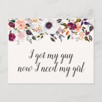 Funny Wcolor Floral Bridesmaid Vorschlag Card