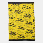 Funny We Be Jammin's lächelnde Tanzsaunen Geschirrtuch (Vertikal)