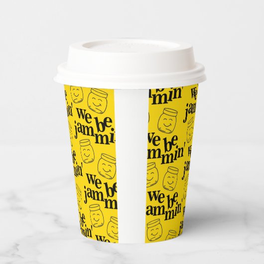 Funny We Be Jammin's lächelnde Tanzsaunen Pappbecher (Links)