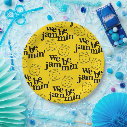 Funny We Be Jammin's lächelnde Tanzsaunen Pappteller (Party)