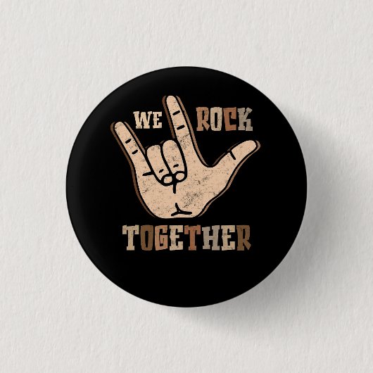 Funny We Rock Together Hands Signage Language Dist Button (Vorderseite)