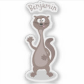 Funny Weasel Cartoon Illustration Aufkleber (Vorderseite)