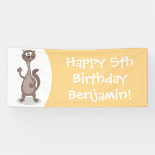 Funny Weasel Cartoon Illustration Banner