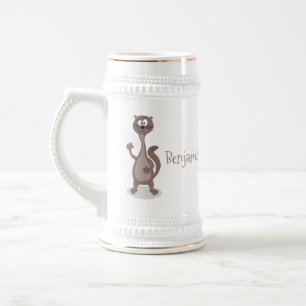 Funny Weasel Cartoon Illustration Bierglas