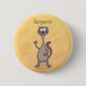 Funny Weasel Cartoon Illustration Button (Vorderseite)