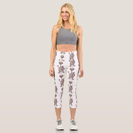 Funny Weasel Cartoon Illustration Capri Leggings (Vorderseite)