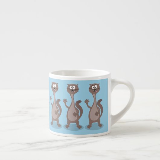 Funny Weasel Cartoon Illustration Espressotasse (Rechts)