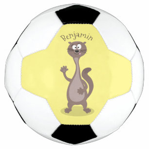 Funny Weasel Cartoon Illustration Fußball