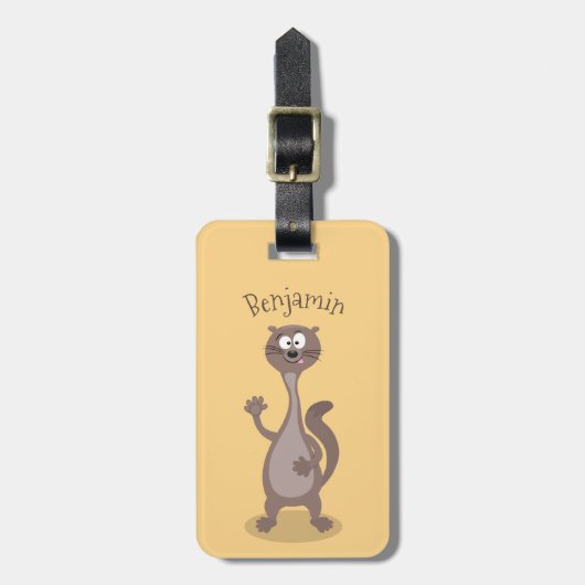 Funny Weasel Cartoon Illustration Gepäckanhänger (Vorderseite vertikal)