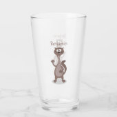 Funny Weasel Cartoon Illustration Glas (Rückseite)