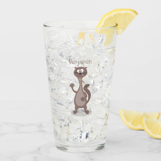 Funny Weasel Cartoon Illustration Glas (Rückseite Ice)