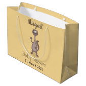 Funny Weasel Cartoon Illustration Große Geschenktüte (Rückseite Schrägansicht)