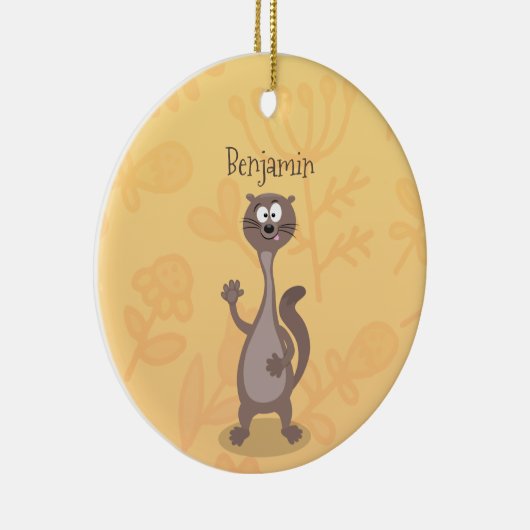 Funny Weasel Cartoon Illustration Keramik Ornament (Rechts)