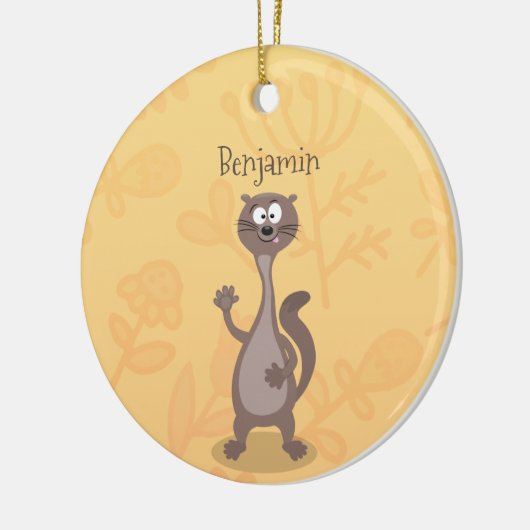 Funny Weasel Cartoon Illustration Keramik Ornament (Links)