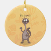 Funny Weasel Cartoon Illustration Keramik Ornament (Hinten)