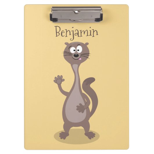 Funny Weasel Cartoon Illustration Klemmbrett (Vorderseite)