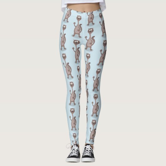 Funny Weasel Cartoon Illustration Leggings (Vorderseite)