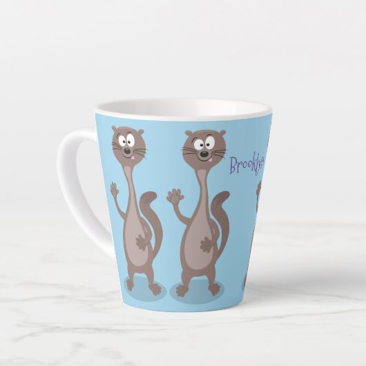 Funny Weasel Cartoon Illustration Milchtasse (Linke Ecke)