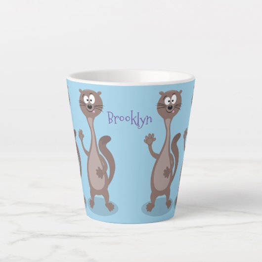 Funny Weasel Cartoon Illustration Milchtasse (Vorderseite)