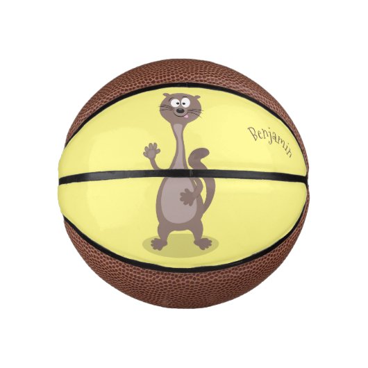 Funny Weasel Cartoon Illustration Mini Basketball (Vorderseite)