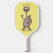 Funny Weasel Cartoon Illustration Pickleball Schläger (Rückseite)