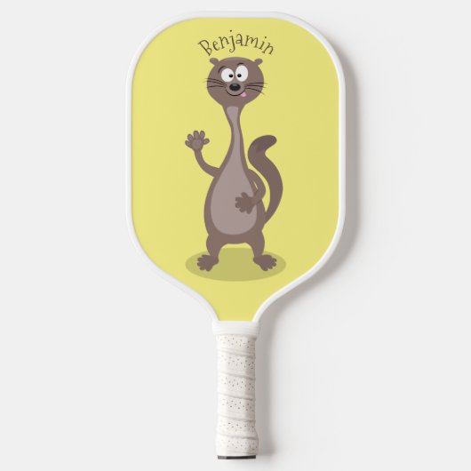 Funny Weasel Cartoon Illustration Pickleball Schläger (Vorderseite)