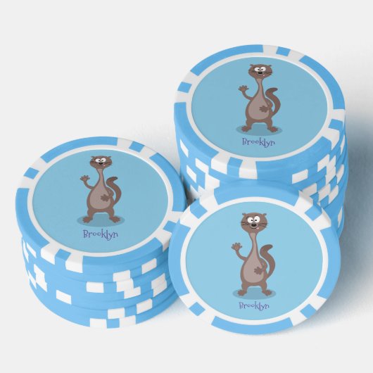 Funny Weasel Cartoon Illustration Pokerchips (Stapel)