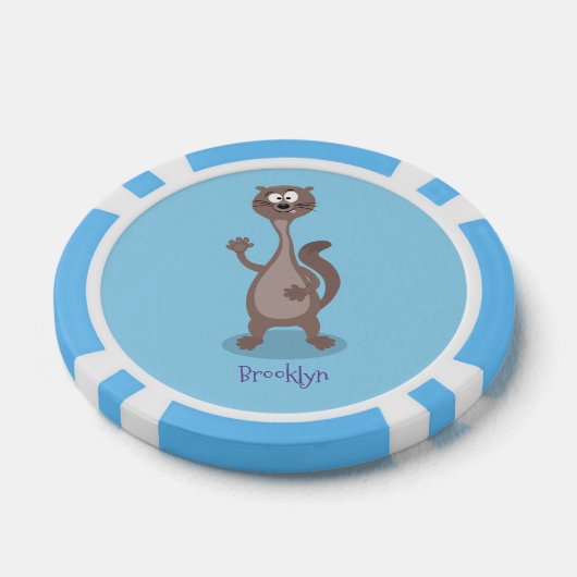Funny Weasel Cartoon Illustration Pokerchips (Einzeln)