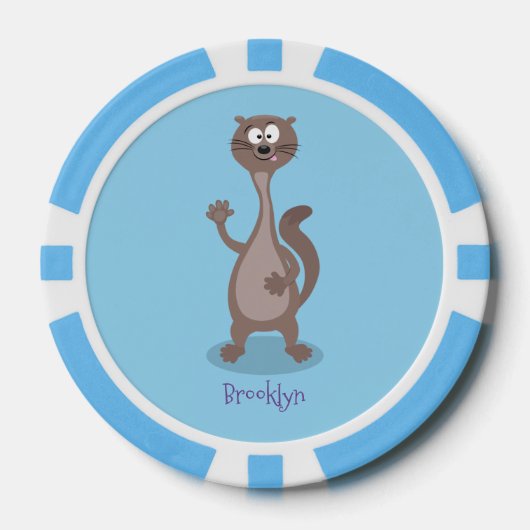 Funny Weasel Cartoon Illustration Pokerchips (Vorderseite)